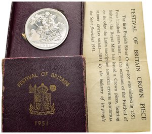 obverse: GRAN BRETAGNA. Giorgio VI. Crown 1951. Ni. Con scatola Festival of Britain. FDC