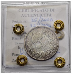 reverse: AUSTRIA. Franz Joseph I. Corona in argento 1892 per l Ungheria Molto rara J.405. periziata Paolucci BB