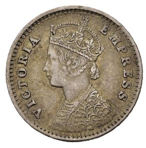 obverse: India Britannica. Victoria. 2 Annas 1888. Ag. SPL