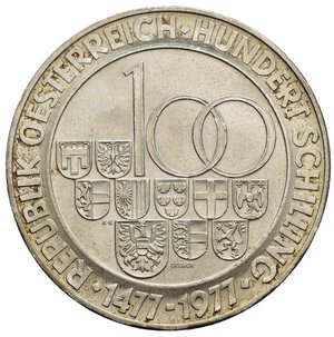 obverse: AUSTRIA. 2° Repubblica (dal 1945). 100 Scellini 1977. qFDC