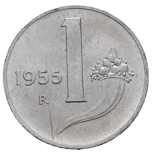 reverse: Repubblica Italiana. 1 Lira 1955. Al. qFDC