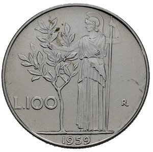 reverse: Repubblica Italiana. 100 Lira 1959 