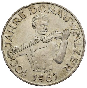 reverse: AUSTRIA. 2° Repubblica (dal 1945). 50 Scellini 1967 Centenario Donauwalzer. Colpetto al bordo qFDC