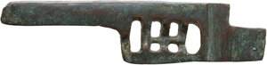 obverse: ROMAN LOCK PATCH   Roman period, c. 1st to 3rd century AD.   Bronze lock patch.   Dimensions: 70 x 16 mm