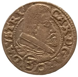 obverse: Alto Adige, Bressanone. 3 Kreuzer 1616. Cardinale Carlo d Austria (1613 - 1624). MOLTO RARA. AG. KM# 5. 