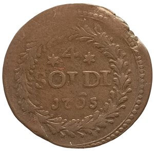 obverse: Corsica, Corte. 4 Soldi 1765. Pasquale Paoli (1762 - 1768). Mi. CNI# 19/29. 