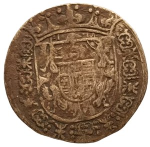 reverse: Lombardia, Mantova. Vincenzo Gonzaga ed Eleonora de Medici (1584 - 1611). Da 10 Soldi. R4. AG. MIR# 558, CNI# 1/4. NE.