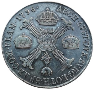 reverse: Lombardia, Milano. Scudo delle Corone o Crocione 1796. Francesco II d Asburgo-Lorena (1792 - 1796). AG. MIR# 472/5.