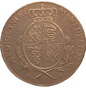 reverse: Lombardia, Milano. Scudo 1783. Giuseppe II d Asburgo- Lorena (1780 - 1790). RARA. AG. MIR# 446/3. 