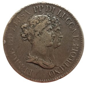 obverse: Toscana, Principato di Lucca e Piombino. 5 Franchi 1808. Elisa e Felice Baciocchi (1805 - 1814). IV tipo, busti grandi. Zecca: Firenze. AG. Gigante# 6.