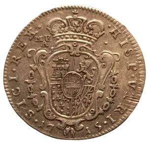 reverse: Napoli. Tarì 1715. Carlo VI (1711 - 1734). AG. Pannuti-Riccio# 13, MIR# 324/1. NE.