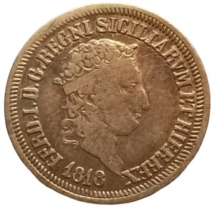 obverse: Regno delle due Sicilie. Carlino 1818. Ferdinando I di Borbone (1816 - 1825). AG 833. Gigante# 14.