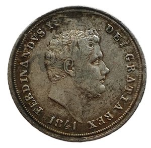 obverse: Regno delle due Sicilie. Carlino 1841. Ferdinando II di Borbone (1830 - 1859). VI° tipo. RARA. AG 833. Gigante# 156.