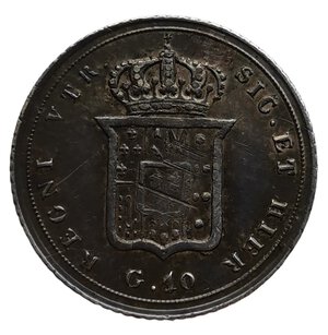 reverse: Regno delle due Sicilie. Carlino 1854. Ferdinando II di Borbone (1830 - 1859). VII° tipo. AG 833. Gigante# 168.