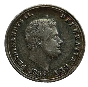 obverse: Regno delle due Sicilie. Carlino 1854. Ferdinando II di Borbone (1830 - 1859). VII° tipo. AG 833. Gigante# 168a.