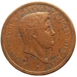 obverse: Regno delle due Sicilie. 10 Tornesi 1840. Ferdinando II di Borbone (1830 - 1859). II° tipo. CU. Gigante# 191.