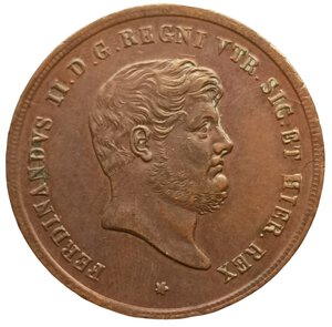 obverse: Regno delle due Sicilie. 10 Tornesi 1859. Ferdinando II di Borbone (1830 - 1859). IV° tipo. CU. Gigante# 210.