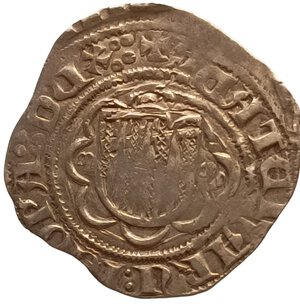 reverse: Sicilia, Messina. Pierreale. Federico IV il Semplice (1355 - 1377). Pierreale. Sigle M M. AG. MIR# 194/17. NE.