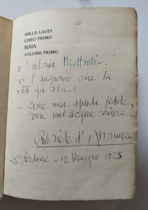 reverse: Gabriele d Annunzio libro con dedica autografata