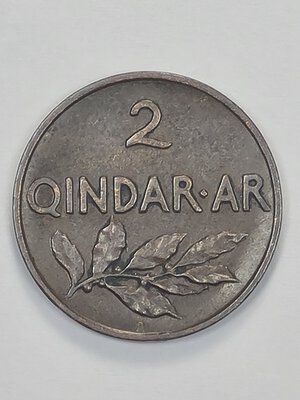 obverse: 2 QUINDAR 1935 ALBANIA SPL (NC)