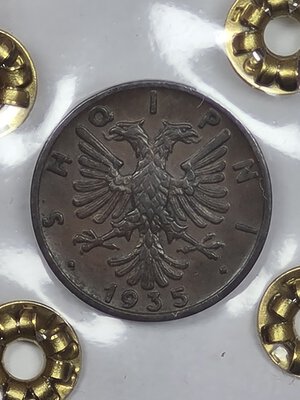 reverse: 1 QUINDAR 1927 ALBANIA QMB (PERIZIA PERRONE FABIO)