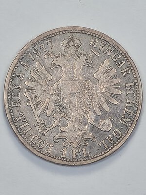 reverse: 1 FIORINO 1877 AUSTRIA BB