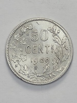 reverse: 50 CENTS 1909 BELGIO BB