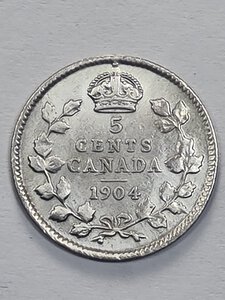 reverse: 5 CENT 1904 CANADA MB/BB