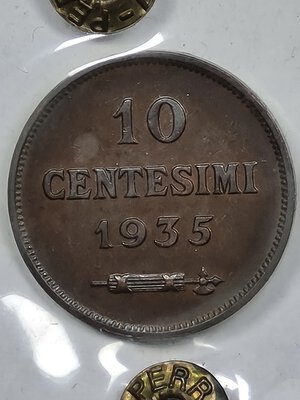 reverse: 10 CENTESIMI 1935 II TIPO SPL (PERIZIATA PERRONE)
