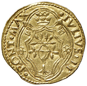 obverse: Bologna. Giulio II (1503-1513). Ducato papale (armetta card. Alidosi legato; 1508-1511) AV gr. 3,45. Muntoni 84. Berman 598. Chimienti 237. MIR 580/1. Conservazione eccezionale, q.FDC