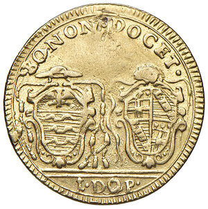 reverse: Bologna. Pio VI (1775-1799). Doppia 1788 AV gr. 5,38. Muntoni 181a. Berman 3023. Chimienti 1006 var. I. MIR 2812/13. Molto rara. Traccia di appiccagnolo rimosso, altrimenti BB