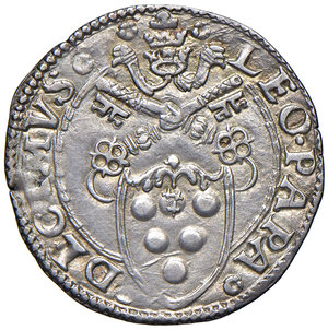 obverse: Ancona. Leone X (1513-1521). Mezzo giulio AG gr. 1,85. Muntoni 81. Berman 676. Dubbini-Mancinelli pag. 109 (5° tipo; questo esemplare illustrato). MIR 683/2. Villoresi 213b. Raro. Delicata patina, SPL