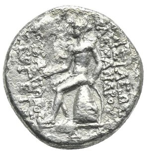reverse: SELEUKID KINGS OF SYRIA. Alexander I Balas, 152-145 BC. Drachm (Silver, 16.30 mm, 3.51 g) circa 151-149 BC, Antiochia on the Orontes. Diademed head of Alexander right. Rev. ΒΑΣΙΛΕΩΣ ΑΛΕΞΑΝΔΡΟΥ vertical to right in two lines, [ΘΕΟΠΑΤΟΡΟΣ ΕΥΕΡΓΕΤΟΥ] vertical to left on two lines. Apollo seated left on omphalos, holding arrow in the right hand and resting the left hand on bow set vertical to right, Δ in exergue. HGC 9, 887a; SC 1785.1d. Fine.
From a European collection formed prior to 2005.

