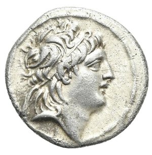 obverse: SELEUKID KINGS OF SYRIA. Antiochos VII Euergetes (Sidetes), 138-129 BC. Drachm (Silver, 18.90 mm, 4.03 g). Seleukeia on the Tigris, circa 130-129 BC. Diademed head of Antiochos VII to right. Rev. ΒΑΣΙΛΕΩΣ  ΑΝΤΙΟΧΟY - EYEPΓETOY Nike advancing left, holding wreath in her right hand; in outer left field, two monograms; inner right, beneath wings, monogram. Seleucid Coins II, 394, 2128. HGC 9, 1080 m. Some scratches on reverse, otherwise, Very Fine.
From a European collection formed prior to 2005.