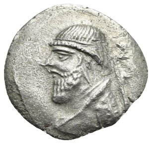 obverse: KINGS OF PARTHIA. Mithradates II, 121-91 BC. Drachm (Silver, 23.00 mm, 3.91 g), Ekbatana mint. Circa 119-109 BC. Diademed and draped bust of  Mithradates II to left, with long beard. Rev. Archer (Arsakes I) seated right on throne, holding bow and arrow in one hand. Sellwood 26.1. Shore 77. Sunrise 290. SNG Cop. 33. Slighly porosity. Very Fine.  