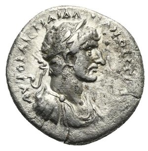 obverse: CAPPADOCIA, Ceasarea. Hadrian, 117-138. Hemidrachm (Silver, 15.50 mm, 1.71 g) Dated RY 4 (= 120/121) AYTO KAIC TRAI AΔ[PIANOC CEBACT] Laureate, draped and cuirassed bust of Hadrian right. Rev. ETΔ (date) on bottom right. Nike advancing right, holding wreath in extended right hand and palm branch on the left shoulder. Sydenham, Caesarea 256; RPC III, 3075. Reverse slightly off center. Very Fine. 


