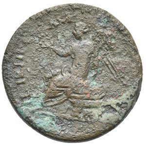 reverse: EGYPT. Alexandria. Domitian, 81-96. Hemidrachm (Bronze, 28.27 mm, 11.12 g) Year 11 = circa 91-92. Laureate bust right. Rev. ΝΕΙΚΗ CE BACT Nike seated Ieft on shields and cuirass, holding wreath and palm frond; in front, LIA. Dattari-Savio plate 19, 515. RPC 2606. Emmett 270; Kampmann/Ganschow 24.107. Rare, nice brown tone, rough surface, otherwise, About Very Fine.
From the G. M. Staffieri Collection. Ex Naville Numismatics, Auction 46, 27 January 2019, lot 225.


