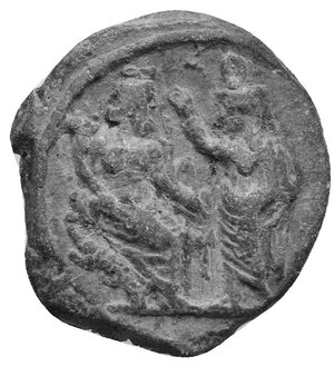 obverse: EGYPT. Antinoopolis. Circa 2nd-3rd century AD. Tessera (Lead, 22.00 mm, 5.01 g). Personification of Nilus bearded and draped, looking right seated on rocks on which is a crocodile diagonal below to left, holding reed and cornucopia; before Nilus, Euthenia (?) draped, standing left in front of him and raising her right hand. Rev. Antinous (as Hermes) wearing clamys, holding caduceus and long feather with his right hand, on horseback to right; above, Nike flying left, crowning Antinous with wreath; L and Γ (date) to right and below horse s front right leg. Dattari (Savio) 11648; Koln - . Very Fine, grey patina with light earthen highlights/deposits. Well centred and struck. 
Ex CNG, E-Auction 440, 20 March 2019, lot 379.
