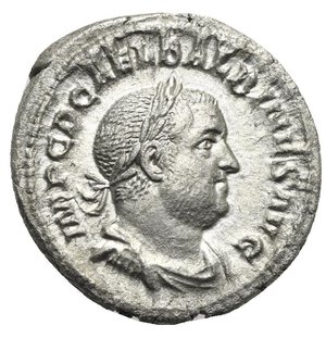 obverse: Balbinus, ca. April-Juni 238. Denarius (Silver, 19.56 mm, 2.77 g) Rome. IMP C D CAEL BALBINVS AVG Laureate, draped and cuirassed bust of Balbinus right. Rev. PROVIDENTIA DEORVM Providentia draped, standing facing, head turned to left, holding wand in the right hand over globe at her feet to left and cornucopia on her left arm. RIC IV, 7; BMC 33; Cohen 23. Reverse weakly struck, otherwise, Extremely Fine.

