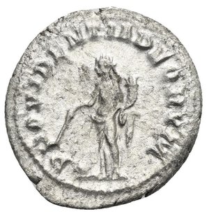 reverse: Balbinus, ca. April-Juni 238. Denarius (Silver, 19.56 mm, 2.77 g) Rome. IMP C D CAEL BALBINVS AVG Laureate, draped and cuirassed bust of Balbinus right. Rev. PROVIDENTIA DEORVM Providentia draped, standing facing, head turned to left, holding wand in the right hand over globe at her feet to left and cornucopia on her left arm. RIC IV, 7; BMC 33; Cohen 23. Reverse weakly struck, otherwise, Extremely Fine.

