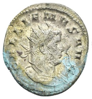 obverse: Gallienus, 253-268. Antoninianus (Silver, 22.90 mm, 3.83 g). Mediolanum mint, 260-261. GALLIENVS AVG Radiate and cuirassed bust right. Rev. LEG III ITAL VII P VII F Stork standing right. RIC 341. Cohen 494. Some deposits, otherwise, nearly very fine.
From a Swiss collection acquired before 2005.

