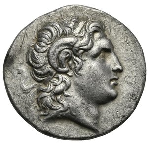 obverse: KINGS of THRACE. Lysimachos. 305-281 BC. Tetradrachm (Silver 30,13 mm, 16,62 g). Lampsakos. Diademed head of the deified Alexander right, with horn of Ammon. Rev. ΒΑΣΙΛΕΩΣ ΛΥΣΙΜΑΧΟΥ Athena Nikephoros seated left, left arm resting on shield; monogram to inner left. Thompson 59; Müller 88; HGC 3, 1750b; SNG BN 2552;  Fine style portrait. Some deposits, otherwise, Very Fine.
From a European collection formed prior to 2005.