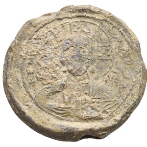 obverse: Byzantine Lead Seals. Romanos III Argyros, 1028-1034. (Lead, g 36,06, mm 35,36). +ΕΜ[ΜΑ - ΝΟΥ]ΗΛ Facing bust of Christ, offering a blessing and holding Gospels, Rev. +RωM[AnOS - AutOCRA] Facing bust of Romanos III holding a globus surmounted by a patriarchal cross. Typological comparison in Dumbarton Oaks: BZS.1955.1.4315 (formerly DO 55.1.4315). Good Fine.