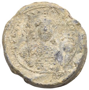 reverse: Byzantine Lead Seals. Romanos III Argyros, 1028-1034. (Lead, g 36,06, mm 35,36). +ΕΜ[ΜΑ - ΝΟΥ]ΗΛ Facing bust of Christ, offering a blessing and holding Gospels, Rev. +RωM[AnOS - AutOCRA] Facing bust of Romanos III holding a globus surmounted by a patriarchal cross. Typological comparison in Dumbarton Oaks: BZS.1955.1.4315 (formerly DO 55.1.4315). Good Fine.