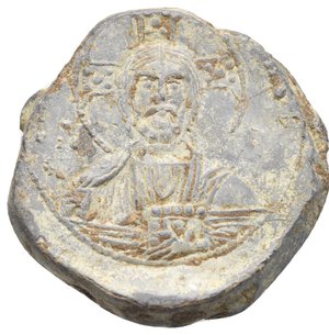 obverse: Byzantine Lead Seals. Basil II and Constantine VIII, 976-1025. (Lead, g 23,85, mm 28,80). [ΕΜΜΑ - Ν]ΟΥΗΛ Facing bust of Christ, offering a blessing and holding Gospels, Rev. [bASIL C COnS]tAntI b R Facing busts of Basil II and Constantine VIII holding between them a long patriarchal cross. Typological comparison in Dumbarton Oaks: BZS.1955.1.4310. Good very Fine.