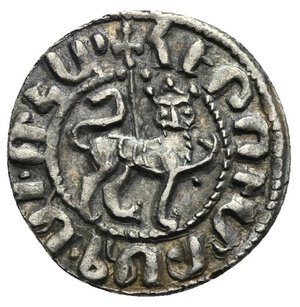 reverse: ARMENIA, Cilician Armenia. Royal. Hetoum I and Zabel, 1226-1270. Tram (Silver, 21,86 mm, 3.01 g). Zabel and Hetoum standing facing one another, each crowned with head facing and holding long cross between. Rev. Crowned lion advancing right, his head facing, holding long cross. AC 336. CCA 906 var. (long cross decorated). Beautifully toned and perfectly sharp. Extremely Fine. 