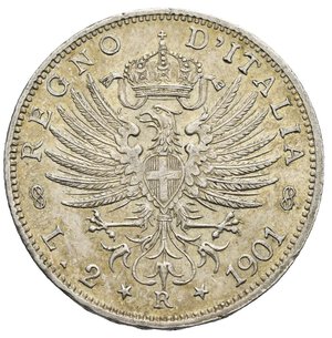 reverse: ITALY. King Vittorio Emanuele III, 1900-1946. 2 Lire 1901. (Silver, 27 mm, 9.98 g). Rome mint. VITTORIO EMANUELE III, Head of Vittorio Emanuele III facing right ; SPERANZA below. R/ REGNO D’ ITALIA, Heraldic eagle with the Savoia shield on its chest and the crown of Italy above the head; L 2 * R * 1901 below. Pagani 725; Gigante 89; Simonetti 108/1. Very rare. Extremely Fine.