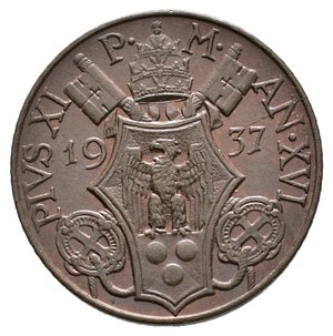 obverse: VATICANO - Pio XI - 5 Centesimi 1937 FDC ROSSO