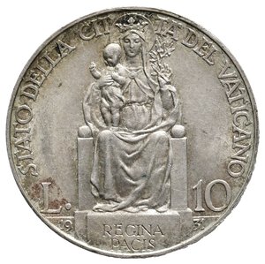 obverse: VATICANO - Pio XI - 10 Lire argento 1931  FDC