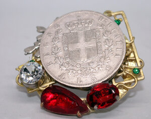 obverse: ANELLO ottone placcato argento fatto a mano. 5 Lire in Argento 1875